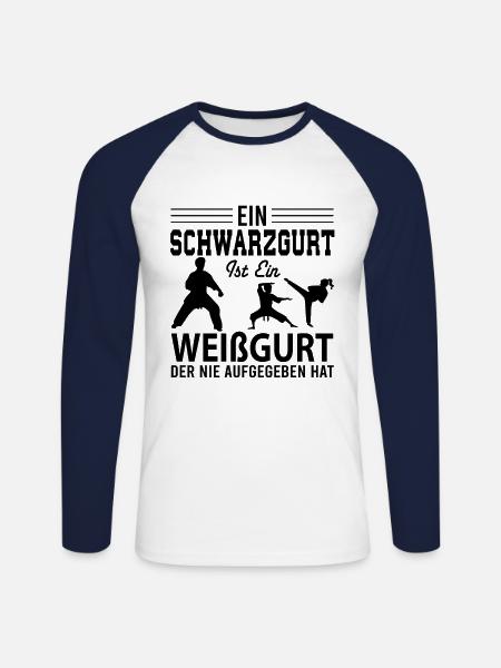 Karate Kampfsportler - Unisex Baseballshirt langarm - Weiß/Navy