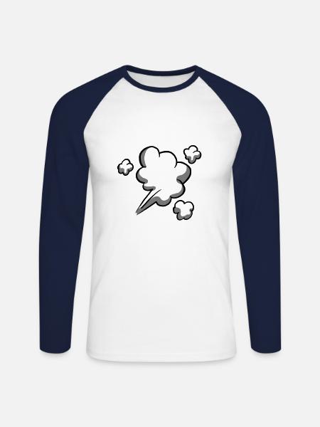 The fart - cartoon cloud - Unisex Long Sleeve Baseball T-Shirt - white/navy