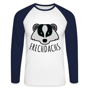 Frechdachs Tier Zoo - Unisex Baseballshirt langarm - Weiß/Navy - Vorne - Nik (191cm)