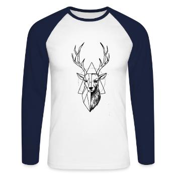 schwarzwald hirsch hirschkopf - Unisex Baseballshirt langarm - Weiß/Navy - Vorne - Nik (191cm)