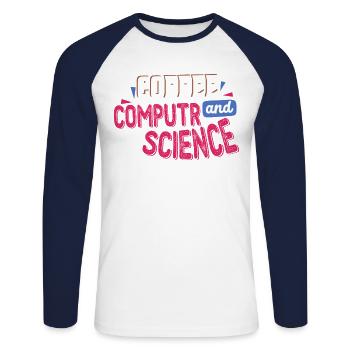 Coffee And Computer Science engineer Gifts Shirt - Unisex Baseballshirt langarm - Weiß/Navy - Vorne - Nik (191cm)