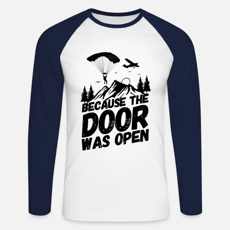 Fallschirm Skydiving Offen - Unisex Baseballshirt langarm - Weiß/Navy