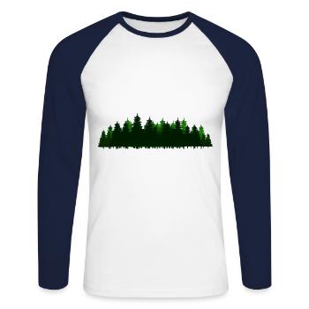 Forêt Forêt Arbres Sapin Nature Flore - T-shirt baseball manches longues Homme - blanc/marine - Devant - Nik (191cm)