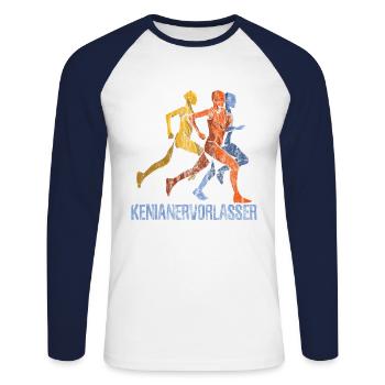 Jogging Kényan Avant-conception Pour les marathons - T-shirt baseball manches longues Homme - blanc/marine - Devant - Nik (191cm)