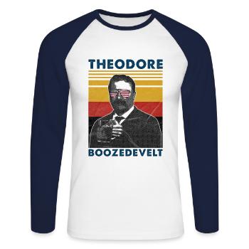 Theodore Boozedevelt - T-shirt baseball manches longues Homme - blanc/marine - Devant - Nik (191cm)