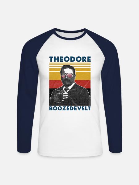 Theodore Boozedevelt - Unisex Baseballshirt langarm - Weiß/Navy