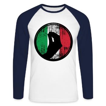 Italy Italians hand gesture Italian flag - Unisex Long Sleeve Baseball T-Shirt - white/navy - Front - Nik (191cm)