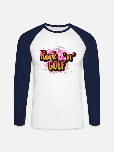 Rock n Golf - Unisex Long Sleeve Baseball T-Shirt - white/navy