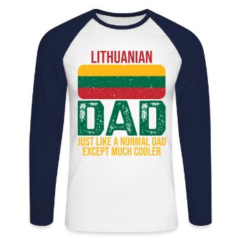 Père lituanien drapeau Lituanie pour la fête des pères - T-shirt baseball manches longues Homme - blanc/marine - Devant - Nik (191cm)