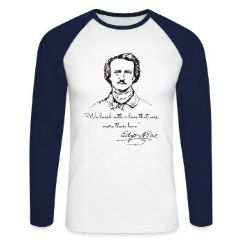 Edgar Allan Poe rare photo - Unisex Long Sleeve Baseball T-Shirt - white/navy - Front - Nik (191cm)