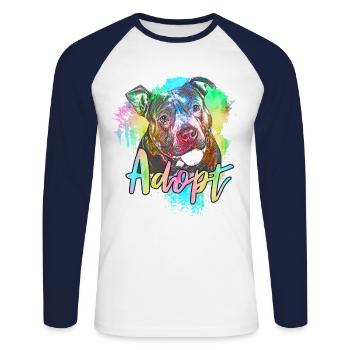Pitbull Rescue - Adoptez ne magasinez pas - T-shirt baseball manches longues Homme - blanc/marine - Devant - Nik (191cm)