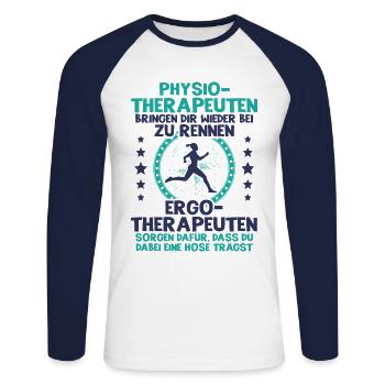 Physiotherapeut Ergotherapeut Physiotherapie Ergot - Unisex Baseballshirt langarm - Weiß/Navy - Vorne - Nik (191cm)