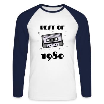 BEST OF 1980 - Unisex Baseballshirt langarm - Weiß/Navy - Vorne - Nik (191cm)