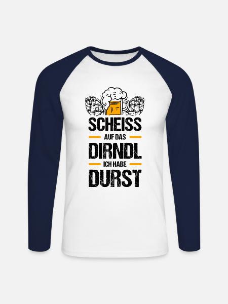 Fuck the dirndl I'm thirsty folk festival - Unisex Long Sleeve Baseball T-Shirt - white/navy