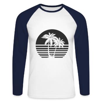 Palms Palm Leisure Summer Sun Black White - Unisex Long Sleeve Baseball T-Shirt - white/navy - Front - Nik (191cm)