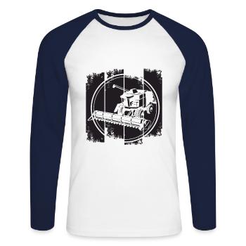 Moissonneuses-batteuses - T-shirt baseball manches longues Homme - blanc/marine - Devant - Nik (191cm)
