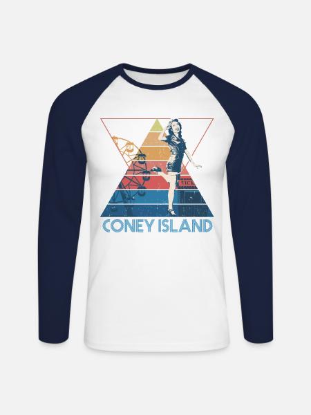 Coney Island 1951 - Unisex Long Sleeve Baseball T-Shirt - white/navy