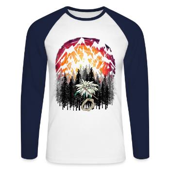Mountains Mountaineering Extreme Sports Holiday Alps - Unisex Long Sleeve Baseball T-Shirt - white/navy - Front - Nik (191cm)