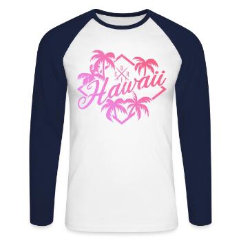 Hawaii Surf Pink - Unisex Baseballshirt langarm - Weiß/Navy - Vorne - Nik (191cm)