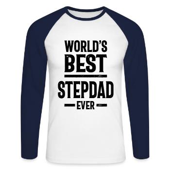 Geschenk Bester Stiefvater aller Zeiten | Stiefvater Geschenk - Unisex Baseballshirt langarm - Weiß/Navy - Vorne - Nik (191cm)