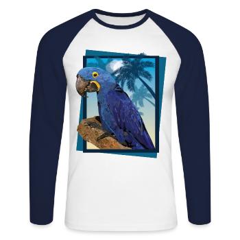 Hyazinthenaras - Unisex Baseballshirt langarm - Weiß/Navy - Vorne - Nik (191cm)