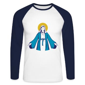 Mariä Himmelfahrt - Christian - Unisex Baseballshirt langarm - Weiß/Navy - Vorne - Nik (191cm)
