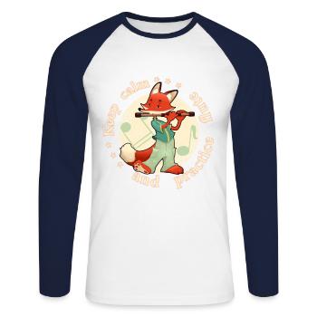 Keep calm practice flute flute fox - Unisex Long Sleeve Baseball T-Shirt - white/navy - Front - Nik (191cm)
