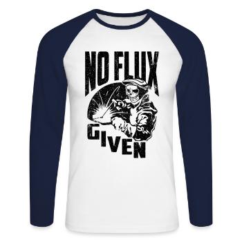 Soudeur qui dit drôle: pas de flux - T-shirt baseball manches longues Homme - blanc/marine - Devant - Nik (191cm)