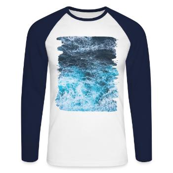 Waves sea summer vacation - Unisex Long Sleeve Baseball T-Shirt - white/navy - Front - Nik (191cm)