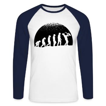 Saxophonist Evolution Saxophon Jazz Musik Geschenk - Unisex Baseballshirt langarm - Weiß/Navy - Vorne - Nik (191cm)