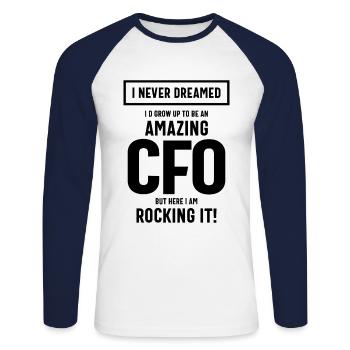 Erstaunliches CFO Job Title Geschenk - Unisex Baseballshirt langarm - Weiß/Navy - Vorne - Nik (191cm)