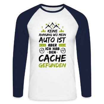 Geocaching Keine Ahnung Geocacher Cache Geocachen - Unisex Baseballshirt langarm - Weiß/Navy - Vorne - Nik (191cm)