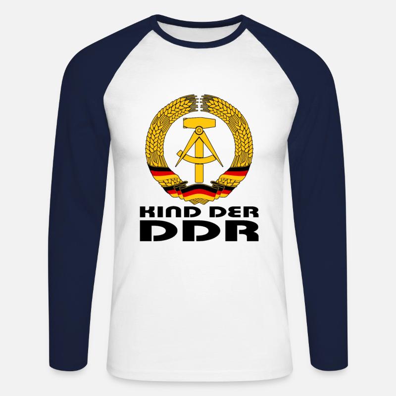 Kind der DDR - Unisex Baseballshirt langarm - Weiß/Navy