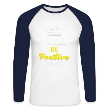 Pensez positif, soyez positif - T-shirt baseball manches longues Homme - blanc/marine - Devant - Nik (191cm)
