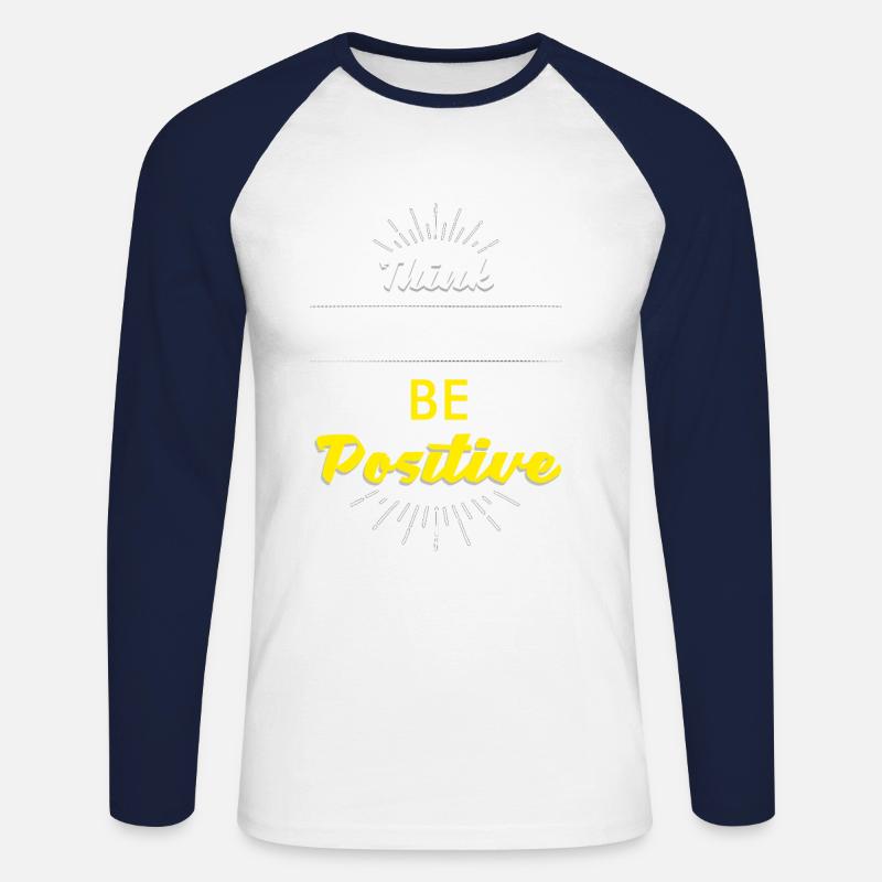 Positiv Denken, Positiv sein - Unisex Baseballshirt langarm - Weiß/Navy