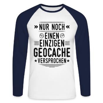 Geocaching Nur noch einen Geocache Cache Geocachen - Unisex Baseballshirt langarm - Weiß/Navy - Vorne - Nik (191cm)