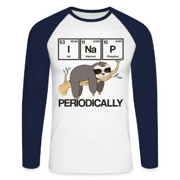Periodic Table I Nap Periodic Sloth Geek - Unisex Long Sleeve Baseball T-Shirt - white/navy - Front - Nik (191cm)
