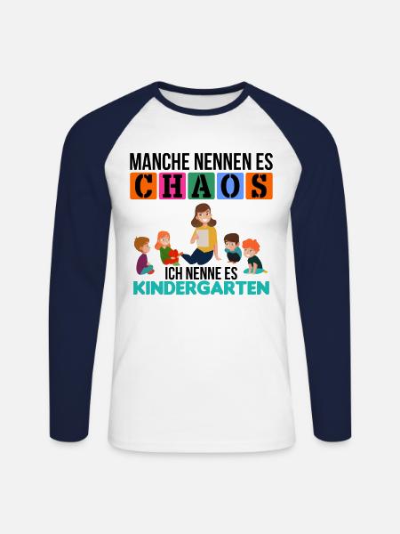 Chaos im Kindergarten - Unisex Baseballshirt langarm - Weiß/Navy