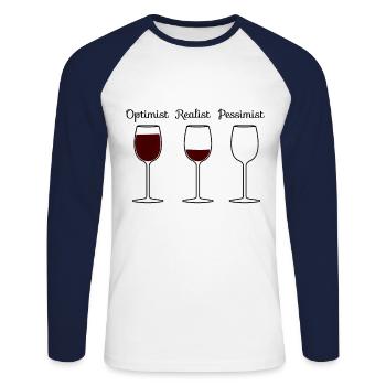 Wein Spruch - Unisex Baseballshirt langarm - Weiß/Navy - Vorne - Nik (191cm)
