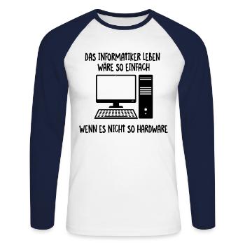 Informatiker Leben - Unisex Baseballshirt langarm - Weiß/Navy - Vorne - Nik (191cm)