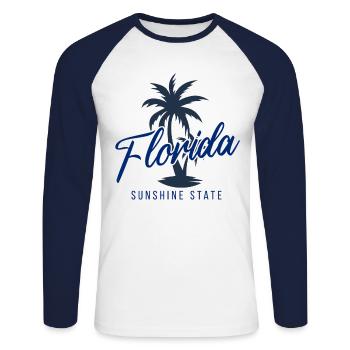 Florida Sunshine State Flat Design - Unisex Long Sleeve Baseball T-Shirt - white/navy - Front - Nik (191cm)