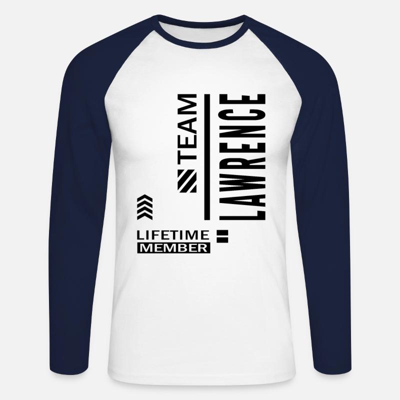 Lawrence Personalized Name Birthday Gift - Unisex Long Sleeve Baseball T-Shirt - white/navy