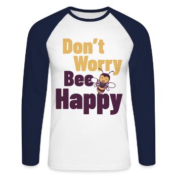 Don`t Worry Bee Happy design for clubs and breeding - Unisex Long Sleeve Baseball T-Shirt - white/navy - Front - Nik (191cm)