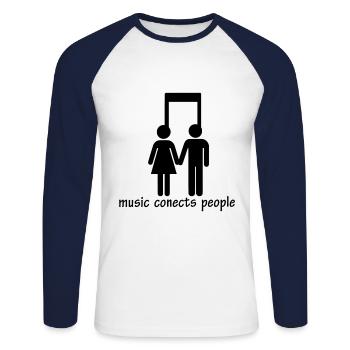connexions musicales - T-shirt baseball manches longues Homme - blanc/marine - Devant - Nik (191cm)