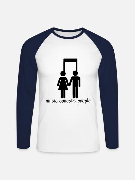 music conections - Unisex Baseballshirt langarm - Weiß/Navy