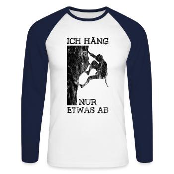 Bouldern Bouldern Und Klettern Motiv Für Boulder F - Unisex Baseballshirt langarm - Weiß/Navy - Vorne - Nik (191cm)