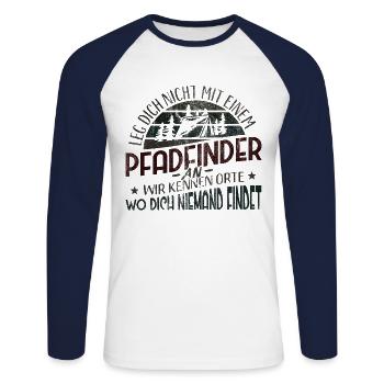Pfadfinder - Unisex Baseballshirt langarm - Weiß/Navy - Vorne - Nik (191cm)