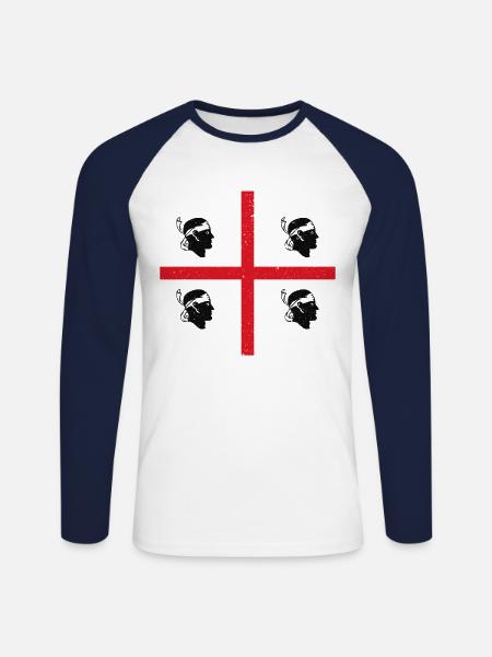 Sardinia Flag Gift - Unisex Long Sleeve Baseball T-Shirt - white/navy