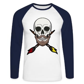 Arbeit Maler Schädel Maler Meister Kunst Pinsel - Unisex Baseballshirt langarm - Weiß/Navy - Vorne - Nik (191cm)