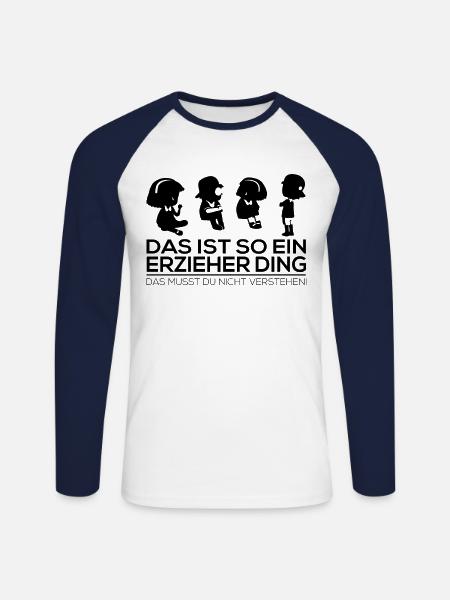 Erzieherin Geschenk - Unisex Baseballshirt langarm - Weiß/Navy